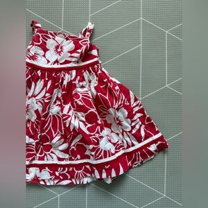 Plum Pudding|Baby girl/toddler vibrant Red & White tropical floral cotton dress•